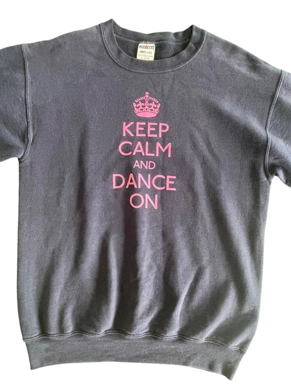 Keep Calm And Dance On Youth XL Sweatshirt Navy Blue Jerzees NuBlend Cotton Blen